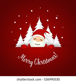 Christmas Greeting Card with Santa Claus. Vector illustration.