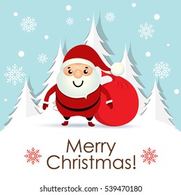 Christmas Greeting Card with Santa Claus. Vector illustration.