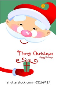 Christmas Greeting Card With Santa Claus Cartoon