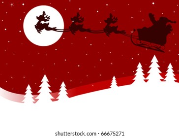 Christmas greeting card with Santa Claus sled