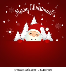 Christmas Greeting Card with Christmas Santa Claus. Vector illustration.