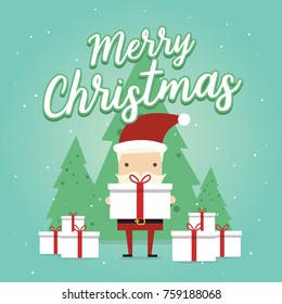 Christmas Greeting Card with Christmas Santa Claus. Vector illustration.