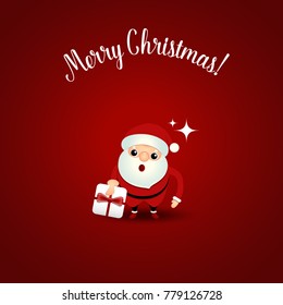 Christmas Greeting Card with Christmas Santa Claus. Vector illustration.