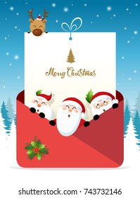 Christmas Greeting Card. Santa Greeting In A Red Envelope.