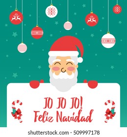 Christmas greeting card with Santa in spanish