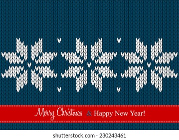 christmas greeting card, scandinavian style seamless knitted pattern