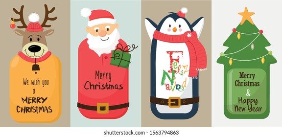 Christmas greeting card set vector stock