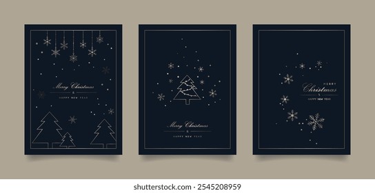Conjunto de tarjetas de felicitación de Navidades. Ilustración vectorial.	