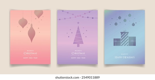 Christmas Greeting Card Set. Vector illustration.