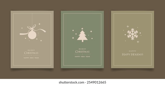 Conjunto de cartões de Natal. Ilustração vetorial.