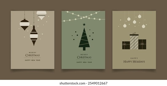 Christmas Greeting Card Set. Vector illustration.