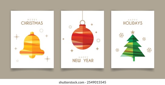 Christmas Greeting Card Set. Vector illustration.