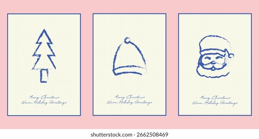 Navidades tarjeta de felicitación conjunto Vector. Colección de Vector de conjunto de tarjeta de póster de Navidad. Vector de diseño de tarjeta de invitación de Navidades felices.