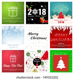 Christmas Greeting Card Set. Vector, illustration eps10