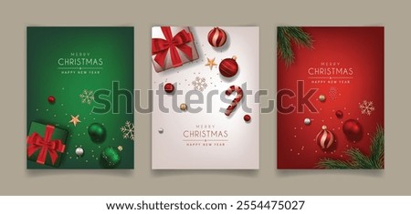 Christmas Greeting Card Set. Vector illustration.