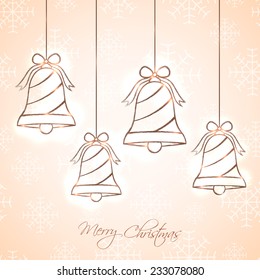 Christmas greeting card with shiny bell.