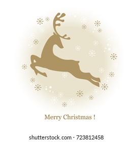 Christmas greeting card with silhouette of deer. Vector illustration for Christmas packaging, textiles, wallpaper. 