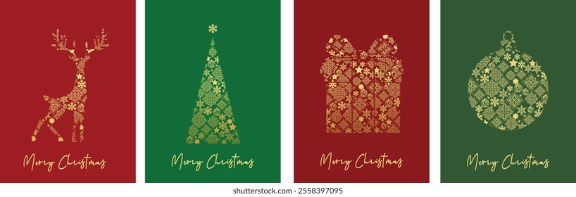 Christmas greeting card with simple images and minimalist colors