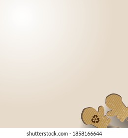 Christmas Greeting Card with  snow gloves cardboard style.copy space. Vector illustration.