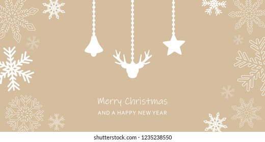 christmas greeting card with snowflake border and reindeer decoration vector illustration EPS10