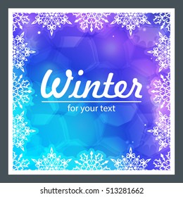 Christmas Greeting Card with Snowflake. Winter banners with space for  text. New Year greeting card design. Christmas background. Winter frame. Christmas template. Winter banners. Vector Illustration.