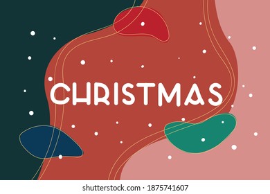 Christmas greeting card with snowflakes and abstract shapes, lines. Place for text. Vector