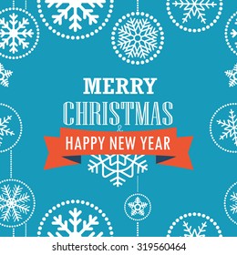 Christmas greeting card with snowflakes. Merry Christmas and Happy New 
Year 