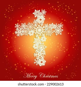 Christmas Greeting Card, snowflakes pattern cross