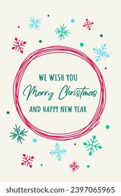 Christmas greeting card with snowflakes. Vector illustration