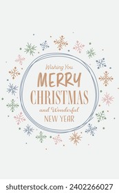 Christmas greeting card with snowflakes. Vector illustration