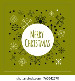 Christmas greeting card with snowflakes. Vector illustration