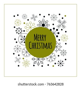 Christmas greeting card with snowflakes. Vector illustration