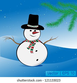 Christmas Greeting Card with snowman.