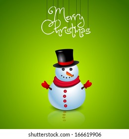 Christmas Greeting Card with snowman. Vector illustration - original new year card