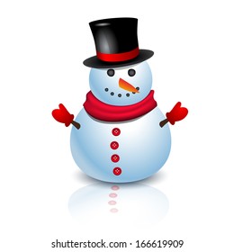 Christmas Greeting Card with snowman. Vector illustration - original new year card