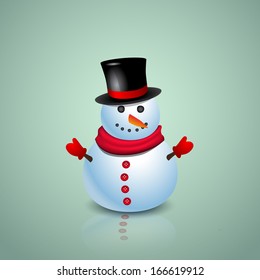 Christmas Greeting Card with snowman. Vector illustration - original new year card