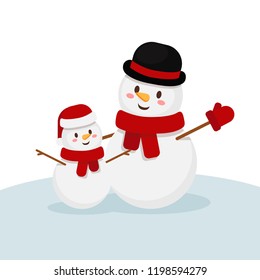 Christmas greeting card with snowmen