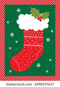 christmas greeting card with christmas sock design