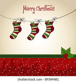 Christmas greeting card with socks