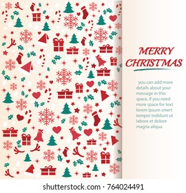 Christmas greeting card with space  pattern background vector illustration