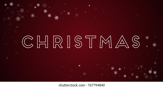 Christmas greeting card. Sparse snowfall background. Sparse snowfall on red background.pretty vector illustration.