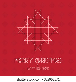 Christmas Greeting Card with Star in Red.
Merry Christmas lettering, vector illustration