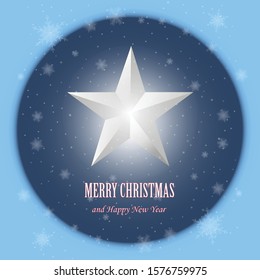 Christmas greeting card with star and snowflakes. Design for Christmas and New Year. Vector illustration.
