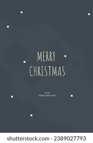 Christmas Greeting Card With Stars And Balls Golden Green Gray Vector Printable