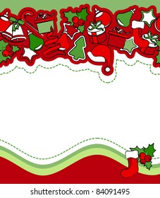 Christmas greeting card with stylized Christmas decorations