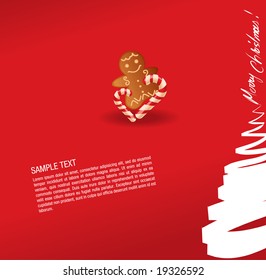 christmas greeting card- sweet and gingerbread cake- vector