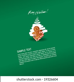 christmas greeting card- sweet and gingerbread cake- vector