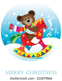 Christmas greeting card with teddy bear