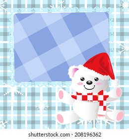 Christmas Greeting Card with Teddy bear.Vector illustration.