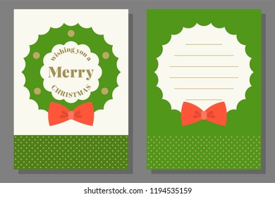 Christmas greeting card template and background, flat design vector